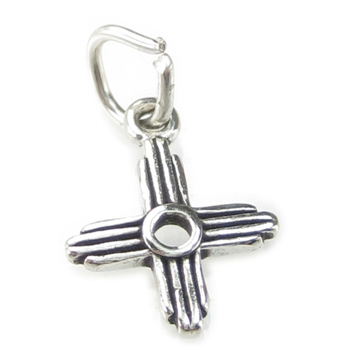Zia tiny sterling silver charm .925 x 1 Sun Light Pagan charms