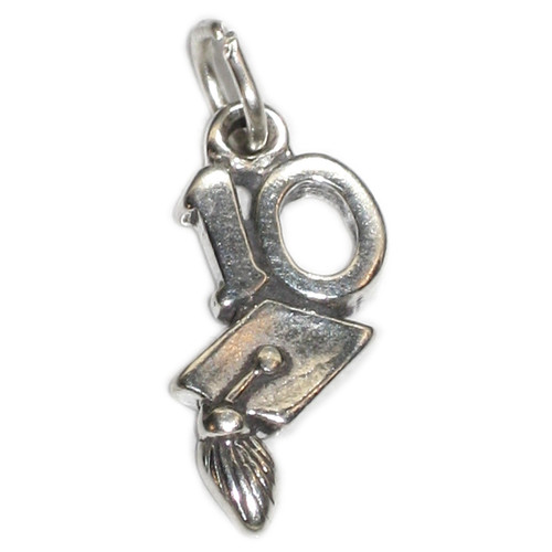 Graduation Mortarboard 2010 sterling silver charm .925 x1 Graduate charms