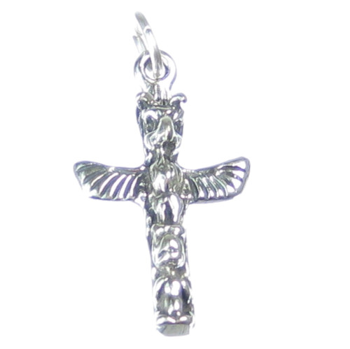 Totem Pole sterling silver charm .925 x 1 Native American Red Indian