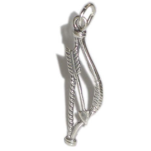 Bow and Arrow sterling silver charm .925 x 1 Archery Bows Arrows charms