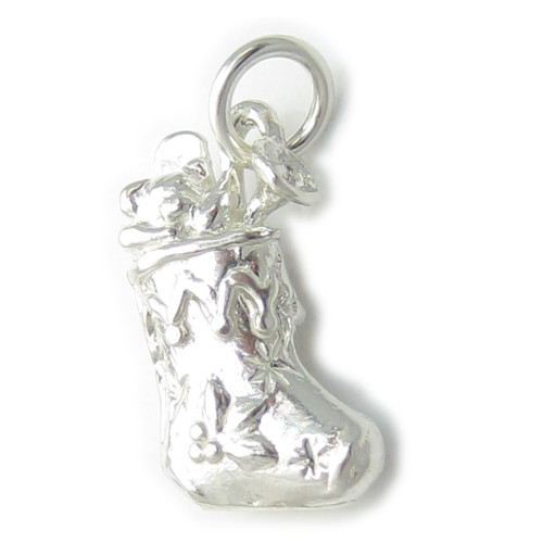 Christmas Stocking sterling silver charm .925 x 1 Xmas charms A1