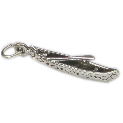 Canoe with paddle sterling silver charm.925 x 1 Native American charms