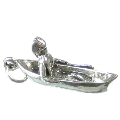 Indian Native American in a Canoe sterling silver charm .925 x 1 charms
