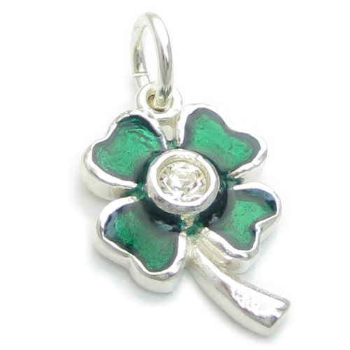 Shamrock Clover Lucky sterling silver charm .925 x 1 charms A1