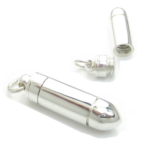 Bullet sterling silver charm pendant .925 x 1 unscrews bullets pendants