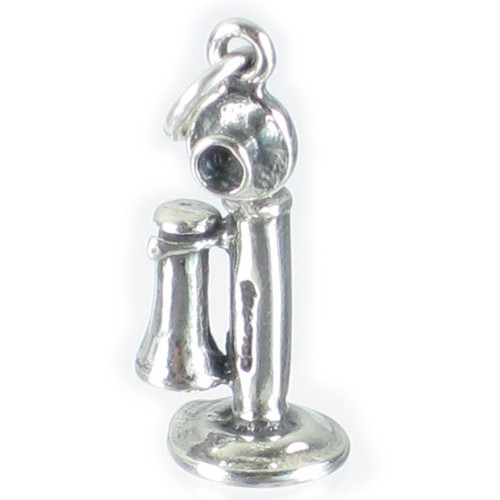 Stick telephone sterling silver charm .925 x 1 Old style phone charms