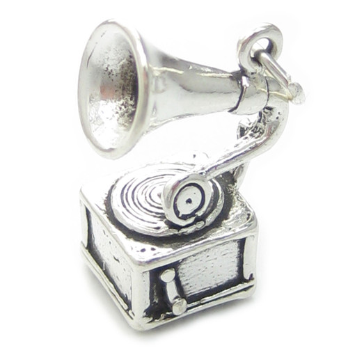 Gramophone sterling silver charm .925 x 1 Early Record Player charms