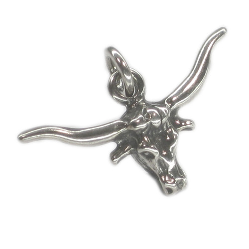 Steer head sterling silver charm .925 x 1 Cattle heads charms