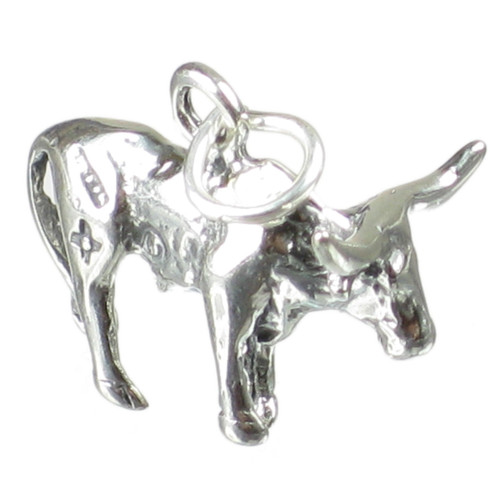 Long Horn Steer sterling silver charm .925 x 1 Cattle charms