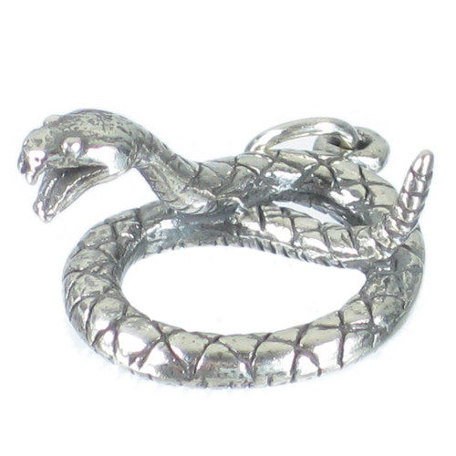 Snake Coiled sterling silver charm pendant .925 Snakes charms