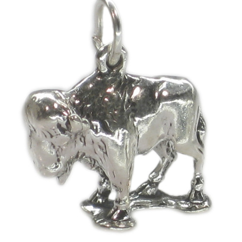 Buffalo sterling silver charm .925 x 1 Bison and Buffaloes charms