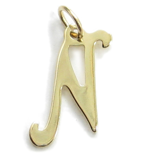 Initial N Letter 9ct yellow gold charm .375 x1 Letters Initials charms