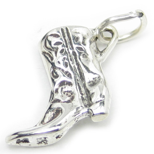 Cowboy boot sterling silver charm .925 x 1 Cowgirl boots charms