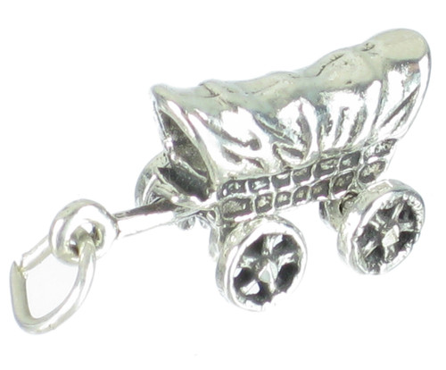 Covered Wagon sterlng silver charm .925 x1 Wagons Cowboys Indians charms