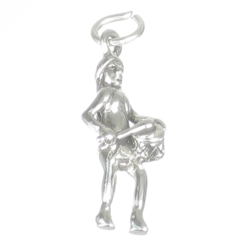 Native American Red Indian with Drum sterling silver charm .925 x 1