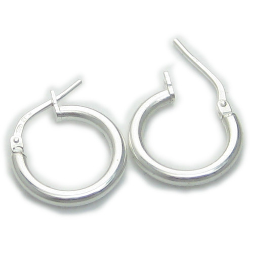 14mm slim creole sterling silver hoop earrings pair 14 mm hoops