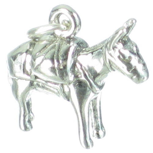 Donkey Mule pack on back sterling silver charm .925 x 1 Donkeys Mules