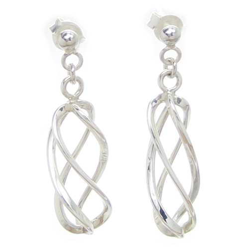 Twist sterling silver drop earrings .925 x 1 pair dangle drops dangles