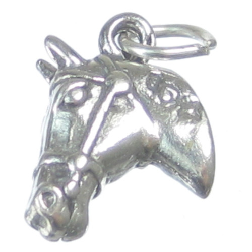 Horse head sterling silver 3D charm .925 x 1 Horses charms