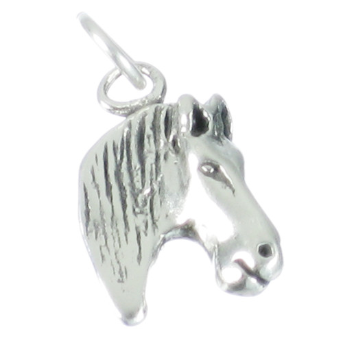 Horse head sterling silver 2D charm .925 x 1 Horses charms