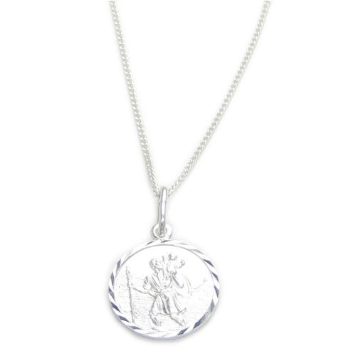 Saint Christopher sterling silver pendant on a 16 inch chain .925 A