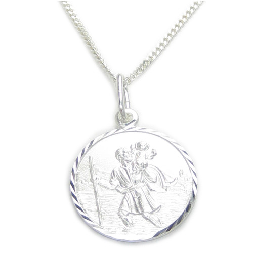 Saint Christopher sterling silver pendant on an 18 inch chain .925 B