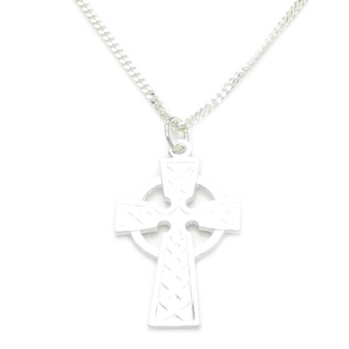 Celtic Style Cross .925 on a sterling silver 18 inch chain necklace