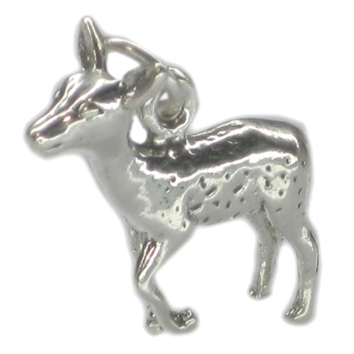 Baby Deer - Fawn sterling silver charm .925 x 1 Fawns charms -A7