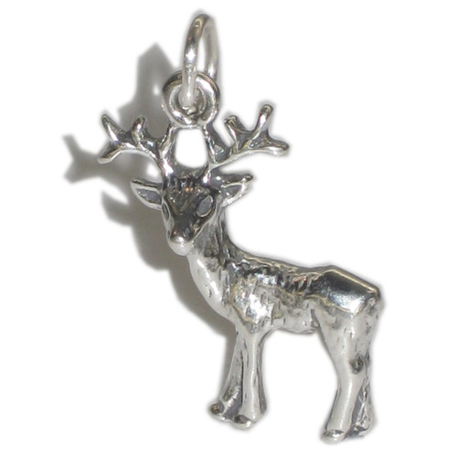 Deer sterling silver charm .925 x 1 Deers Stags Rudolph charms