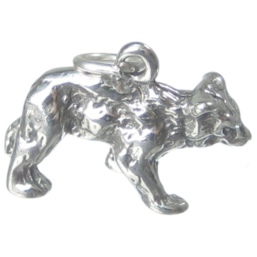 Bear sterling silver charm .925 x 1 Brown Black Grizzly bears charms