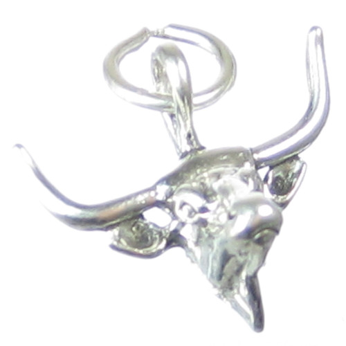 Longhorn Steer Head sterling silver charm .925 Long Horn Steers