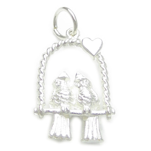 Love Birds sterling silver charm .925 Lovebirds Loving Caring charms
