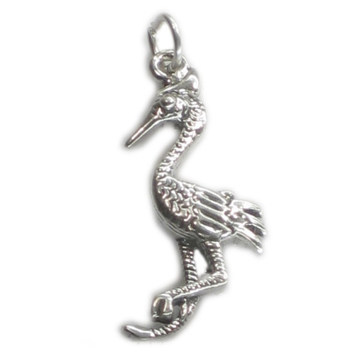 Stork Bird 2D sterling silver charm .925 x 1 Storks Birds charms