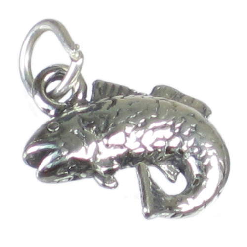 Bass fish sterling silver charm .925 x 1 Fishes Fishing Fisherman charms