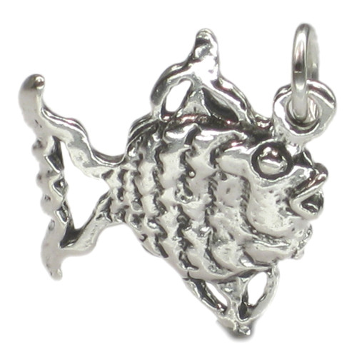 Angelfish 3D sterling silver charm .925 Angel Fish charms