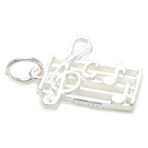 Music notes on scale sterling silver charm .925 x 1 Musician charms