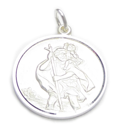 22mm Saint Christopher sterling silver pendant only .925 x 1 Travelling