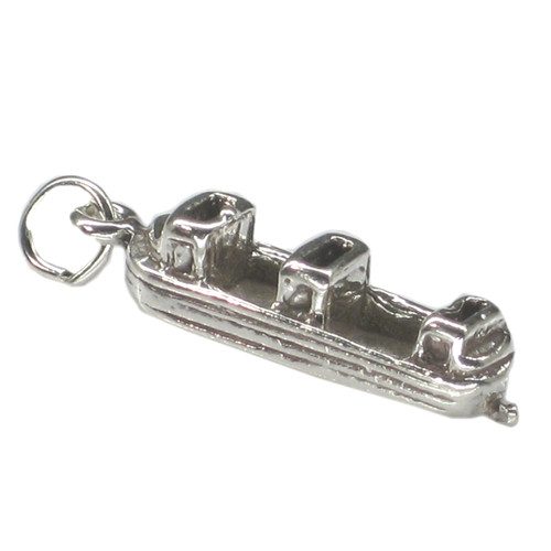 Narrow Canal Boat sterling silver charm .925 x 1 Barges charms