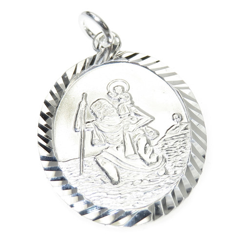 Saint Christopher Oval sterling silver pendant .925 x 1 Protection