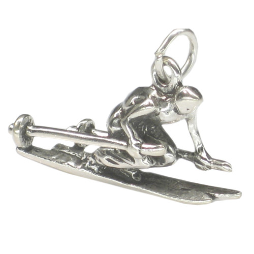 Skier sterling silver charm .925 x 1 Skiing Skiiers charms