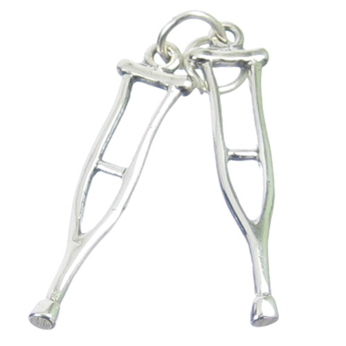 Crutches sterling silver charm .925 pair Crutch Broken Leg charms