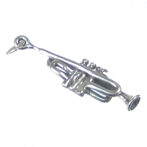 Trumpet sterling silver charm .925 x 1 Trumpets Musician charms