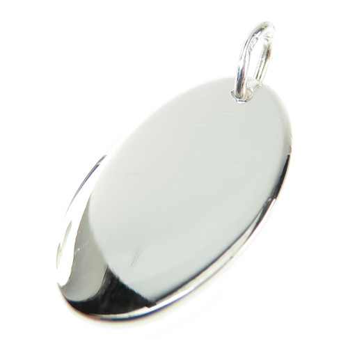 SMALL Oval Engravable Disc sterling silver charm .925 x 1 discs charms