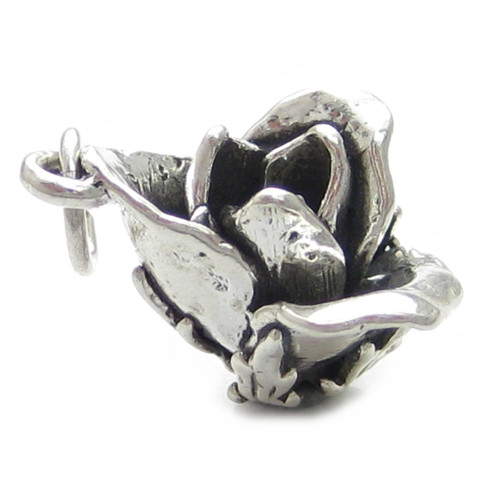 Rose sterling silver charm .925 x 1 Roses Flowers Plants charms