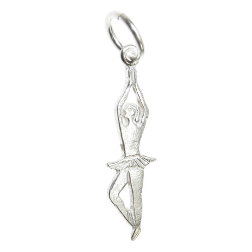 Ballerina 2D sterling silver charm .925 x 1 Ballerinas Dancing Dance