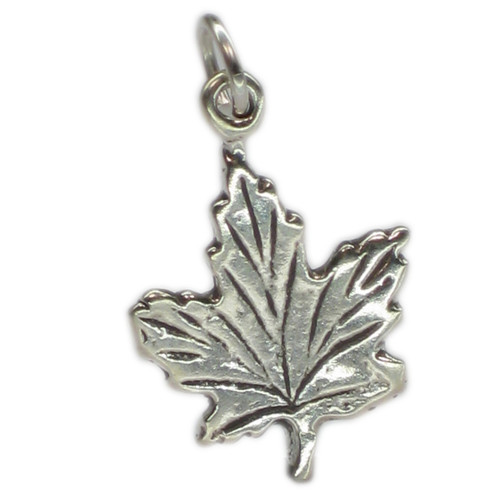 Maple leaf sterling silver charm .925 2D x 1 Canada Leaves charms