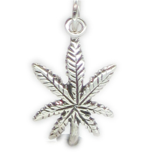 Cannabis leaf sterling silver charm .925 Drug Leaves charms