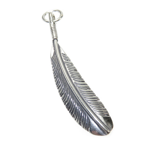 Feather 2D sterling silver charm pendant .925 x 1 Feathers charms