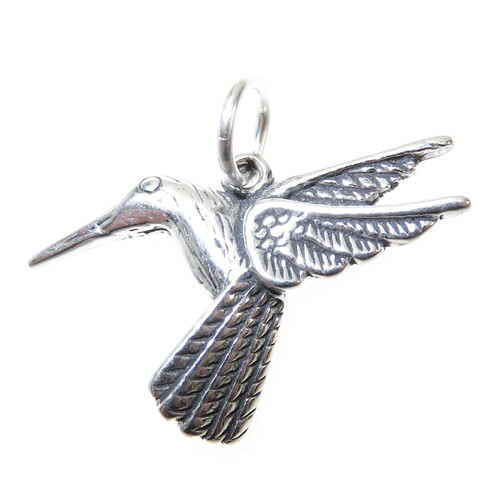 Hummingbird 2D sterling silver charm .925 x 1 Humming Bird charms