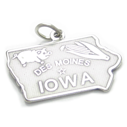 Iowa State sterling silver charm .925 x 1 US USA States America charms